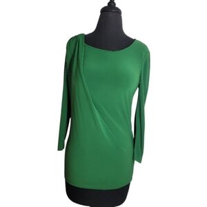 Vince Camuto green scoop neck pleated drape shoulder top size XS